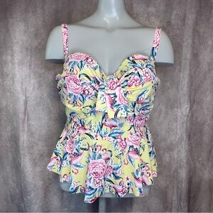 Torrid Pink and Blue Floral Swim Blouse